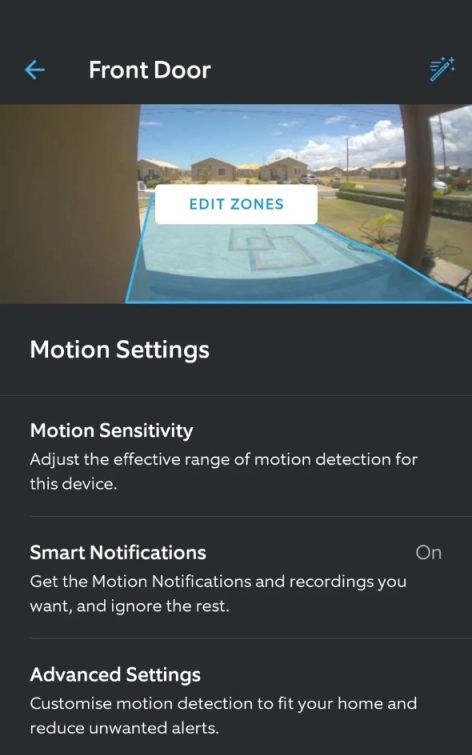 motion sensitivity option in settings