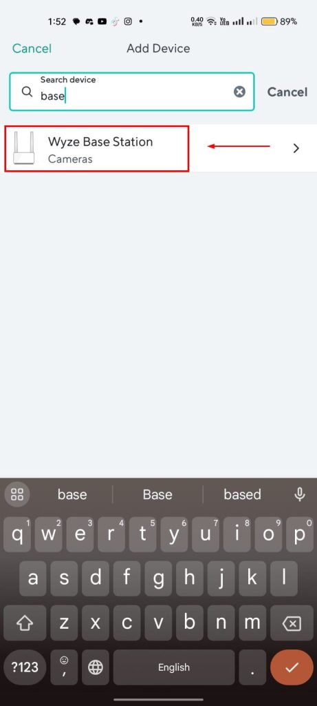 choose base station from the list of devices