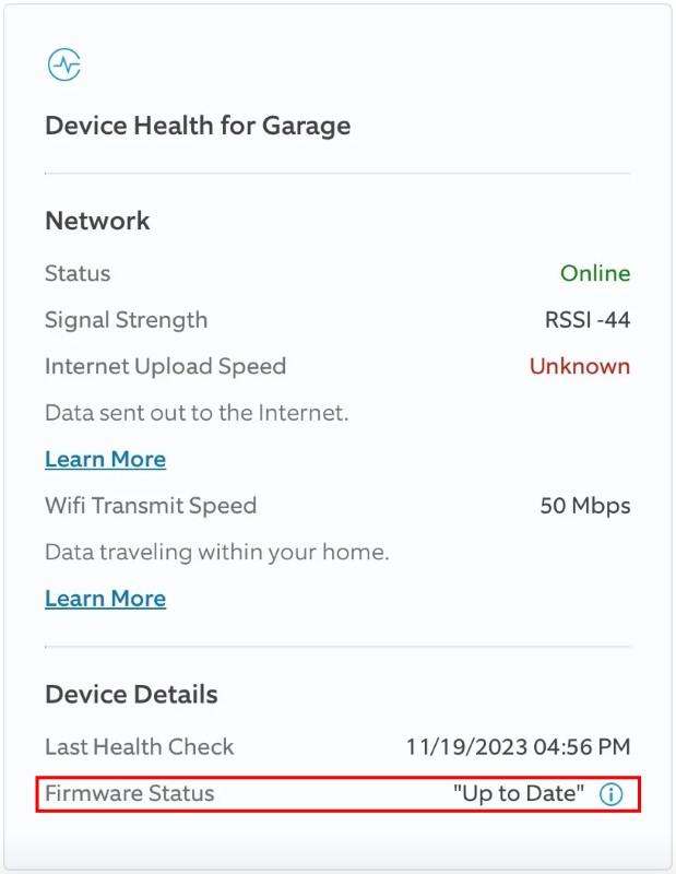 ring camera firmware software already updated