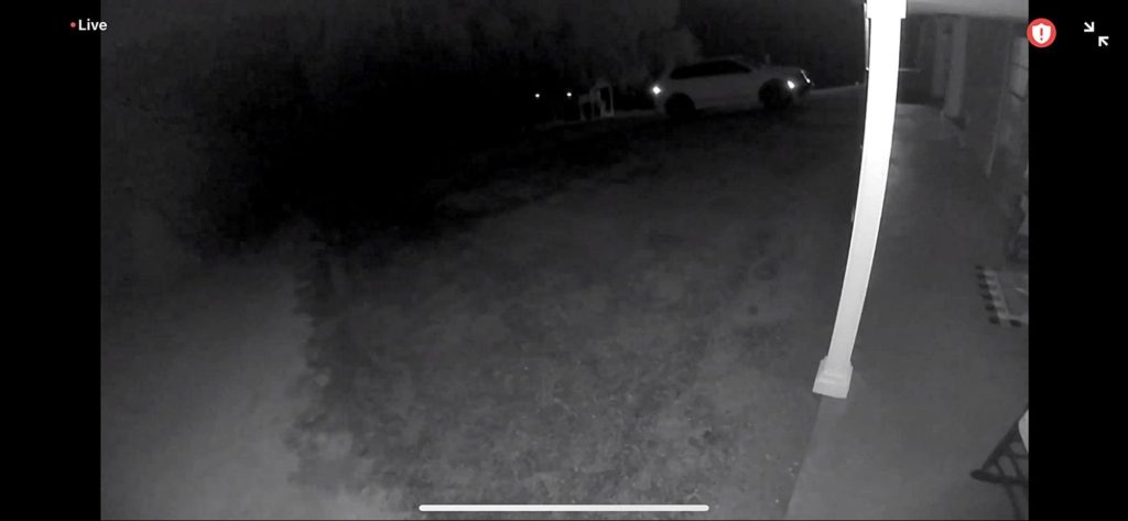 security camera is showing front view in night