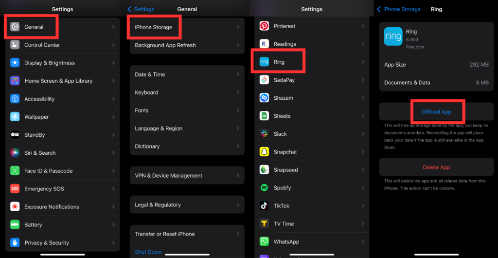clear ring app cache on ios