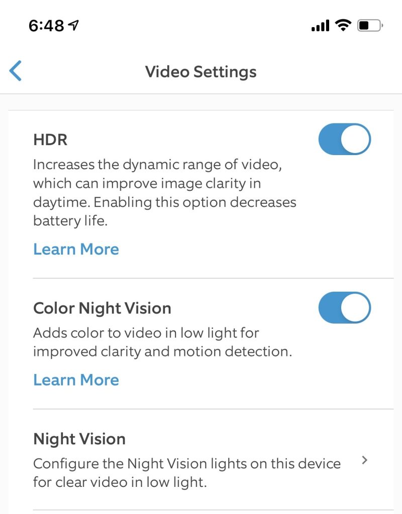 toggle color night vision switch