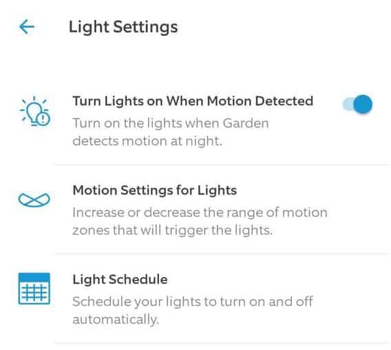 toggle off the turn lights on when motion detected switch